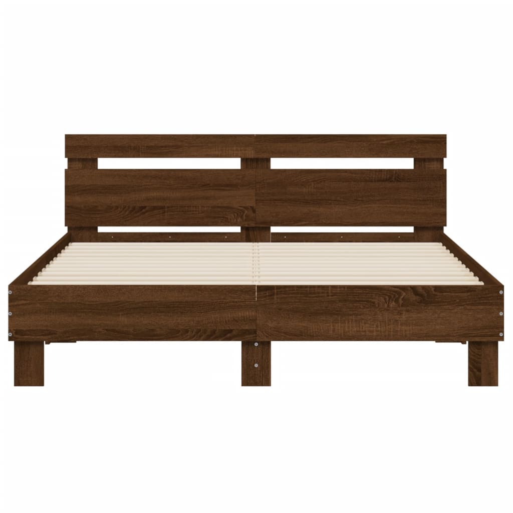Bed Frame without Mattress Brown Oak 140x200 cm - Bargainia.com - 