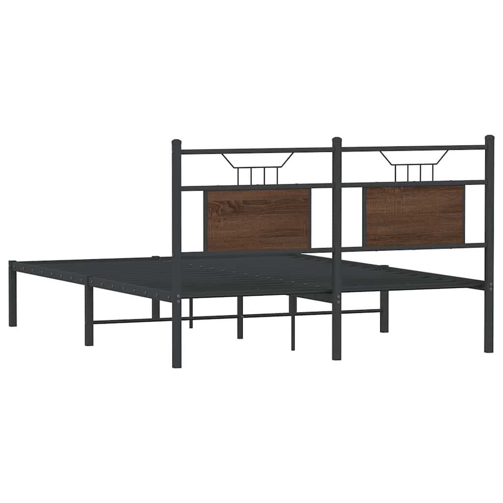 Bed Frame without Mattress Brown Oak 150x200 cm King Size Engineered Wood - Bargainia.com - 