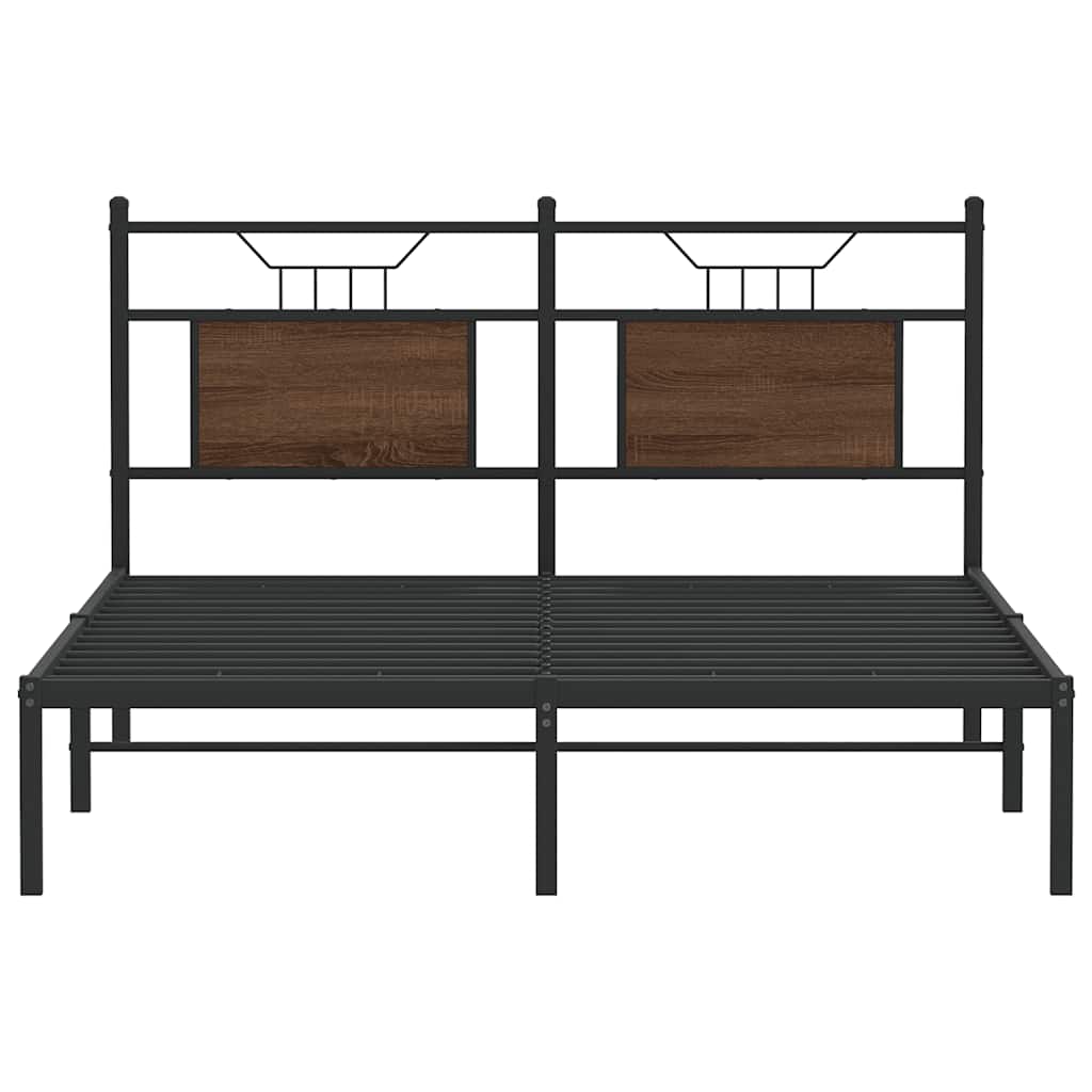 Bed Frame without Mattress Brown Oak 150x200 cm King Size Engineered Wood - Bargainia.com - 