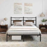 Bed Frame without Mattress Brown Oak 150x200 cm King Size Engineered Wood - Bargainia.com - 
