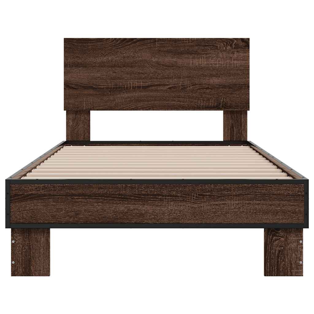 Bed Frame without Mattress Brown Oak 75x190 cm Small Single - Bargainia.com - 