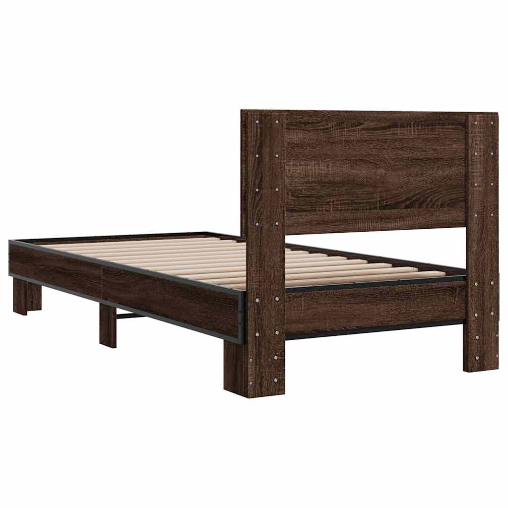 Bed Frame without Mattress Brown Oak 75x190 cm Small Single - Bargainia.com - 