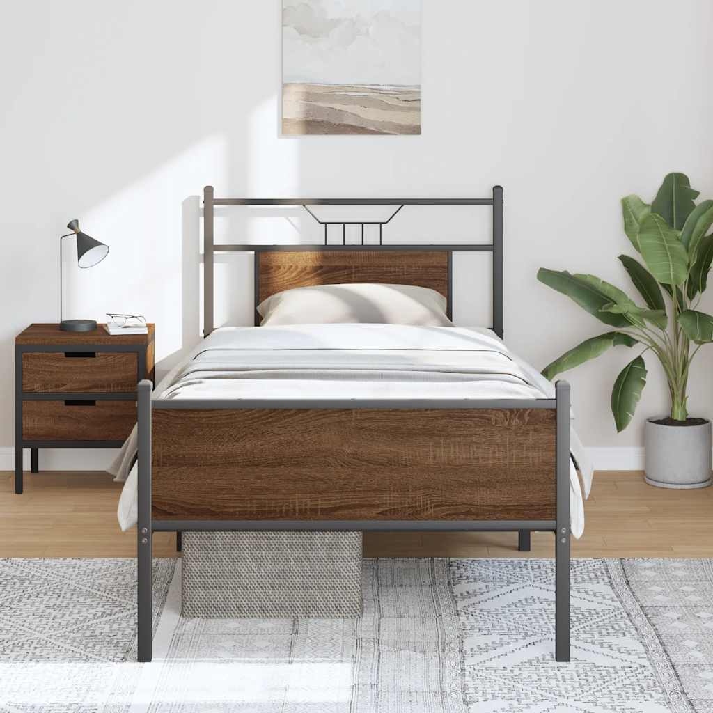 Bed Frame without Mattress Brown Oak 80x200 cm Engineered Wood - Bargainia.com - 