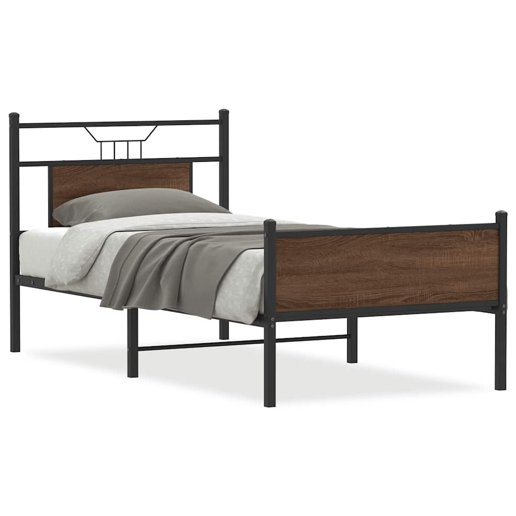 Bed Frame without Mattress Brown Oak 80x200 cm Engineered Wood - Bargainia.com - 8721158682567 - 4107025