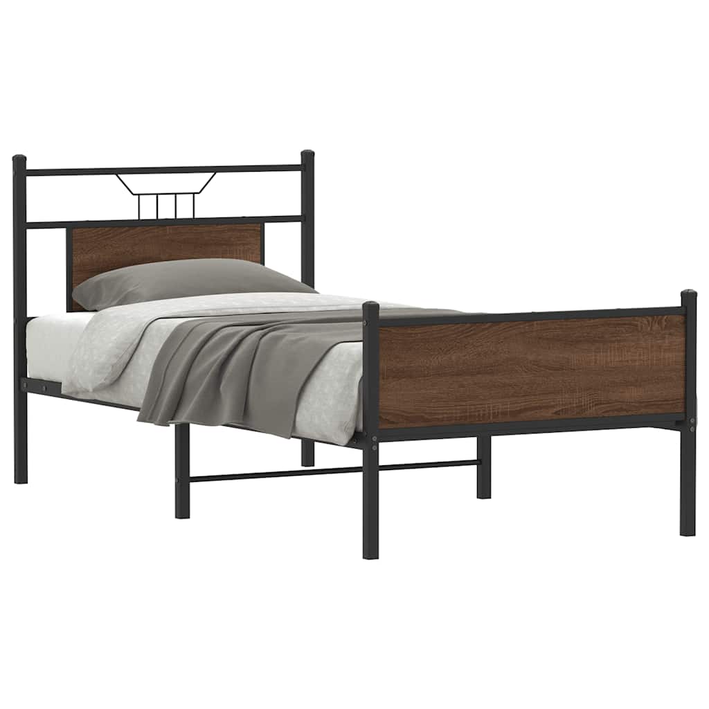 Bed Frame without Mattress Brown Oak 80x200 cm Engineered Wood - Bargainia.com - 