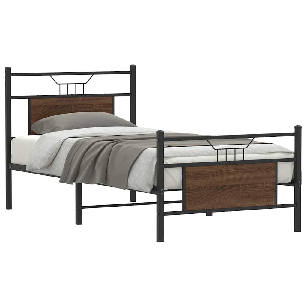 Bed Frame without Mattress Brown Oak 90x200 cm Engineered Wood - Bargainia.com - 