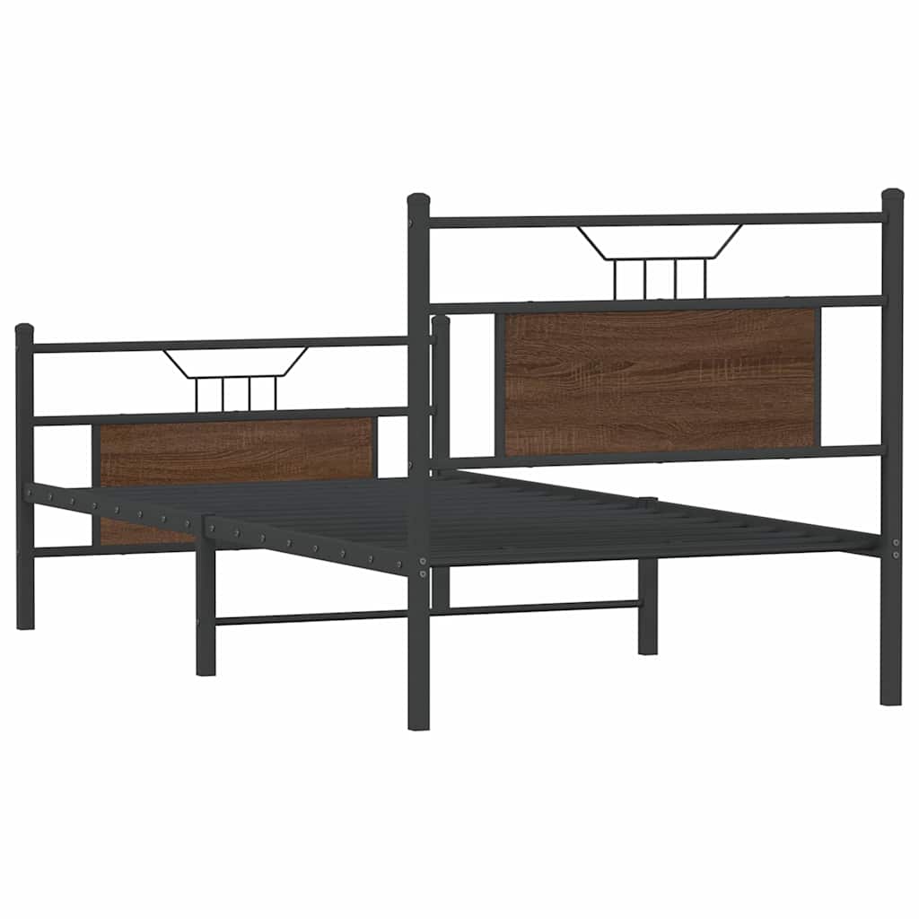 Bed Frame without Mattress Brown Oak 90x200 cm Engineered Wood - Bargainia.com - 