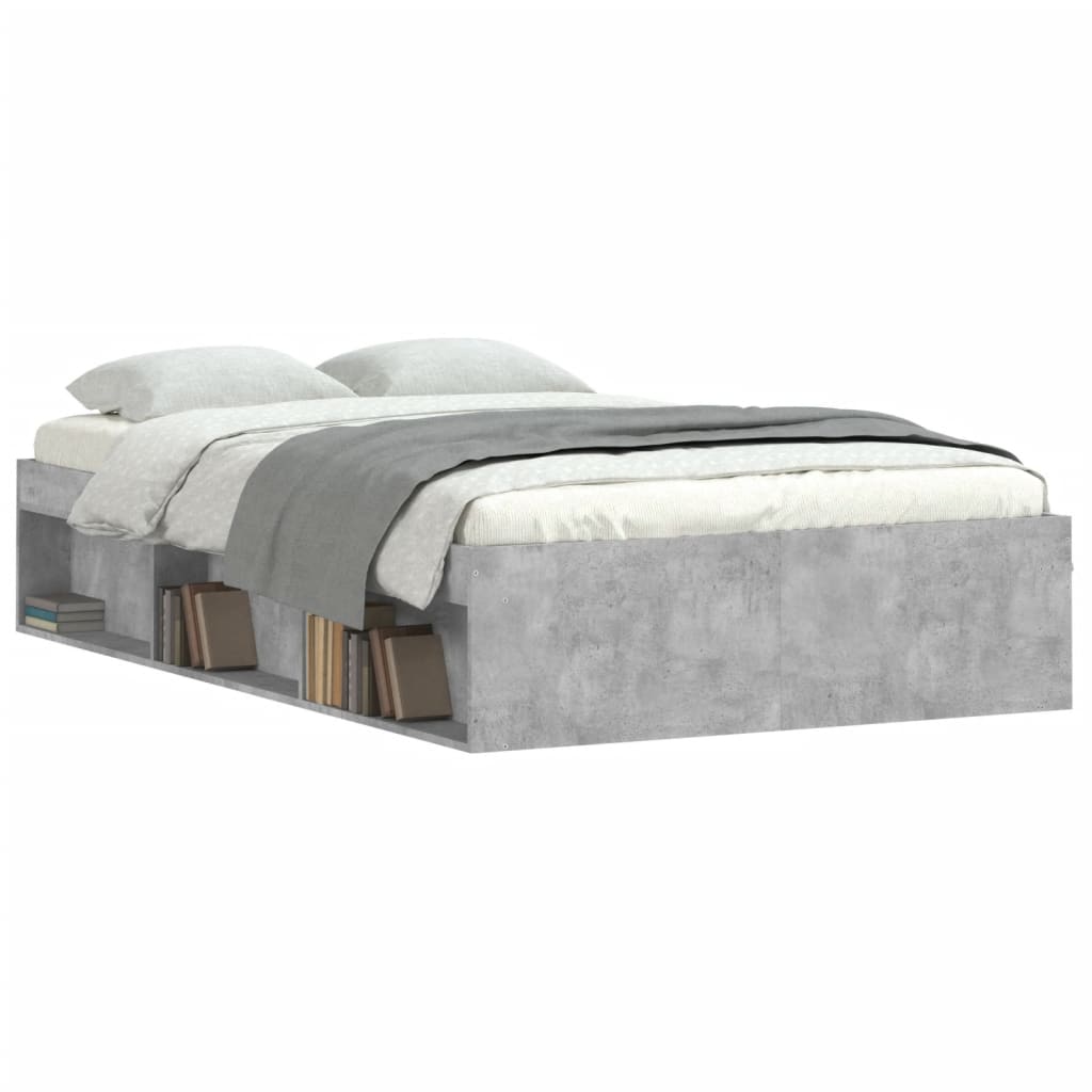Bed Frame without Mattress Concrete Grey 120x190 cm Small Double Small Double - Bargainia.com - 