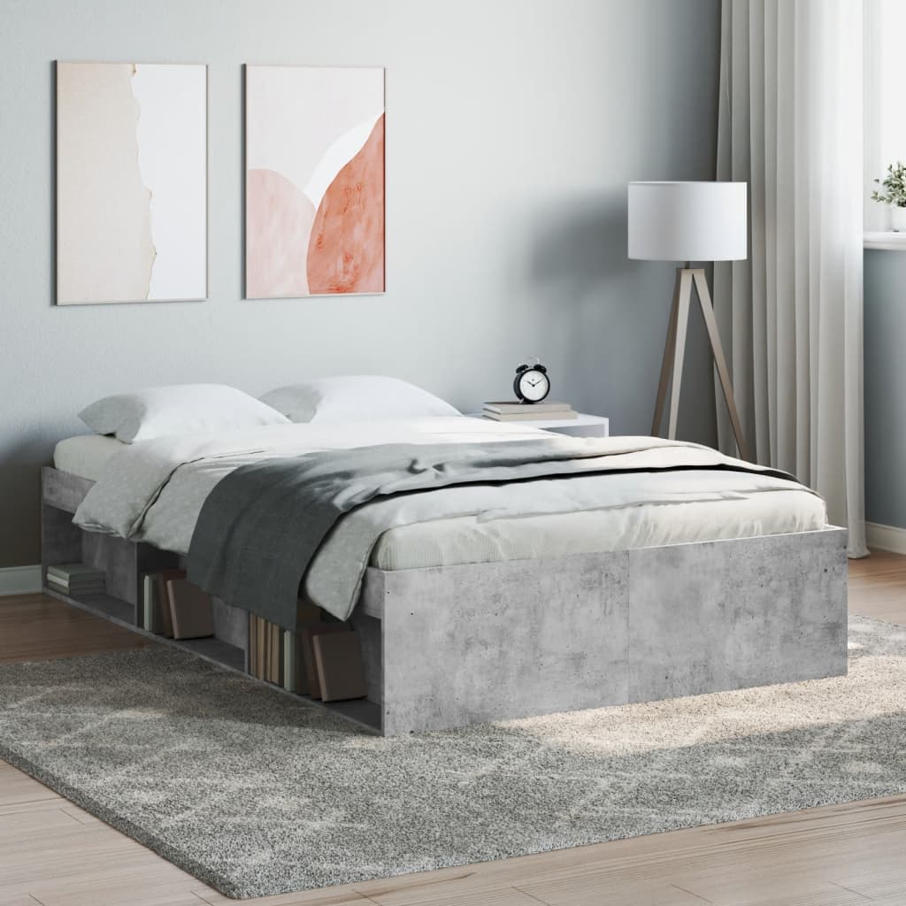 Bed Frame without Mattress Concrete Grey 120x190 cm Small Double Small Double - Bargainia.com - 