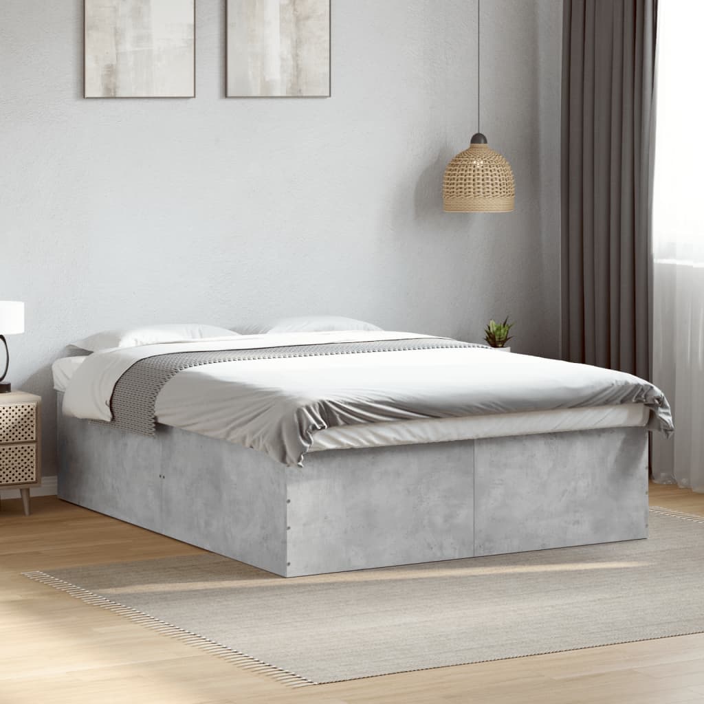 Bed Frame without Mattress Concrete Grey 150x200 cm King Size - Bargainia.com - 