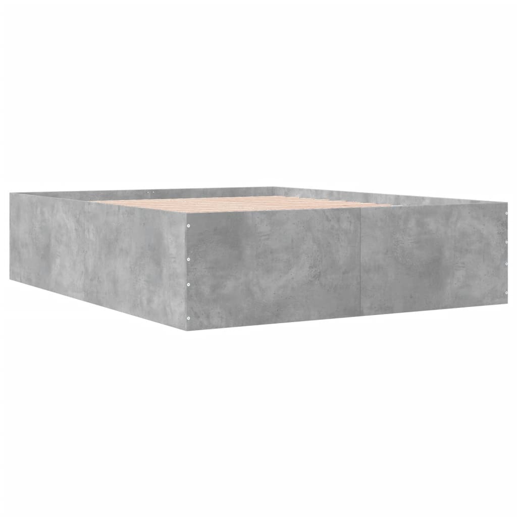 Bed Frame without Mattress Concrete Grey 150x200 cm King Size - Bargainia.com - 