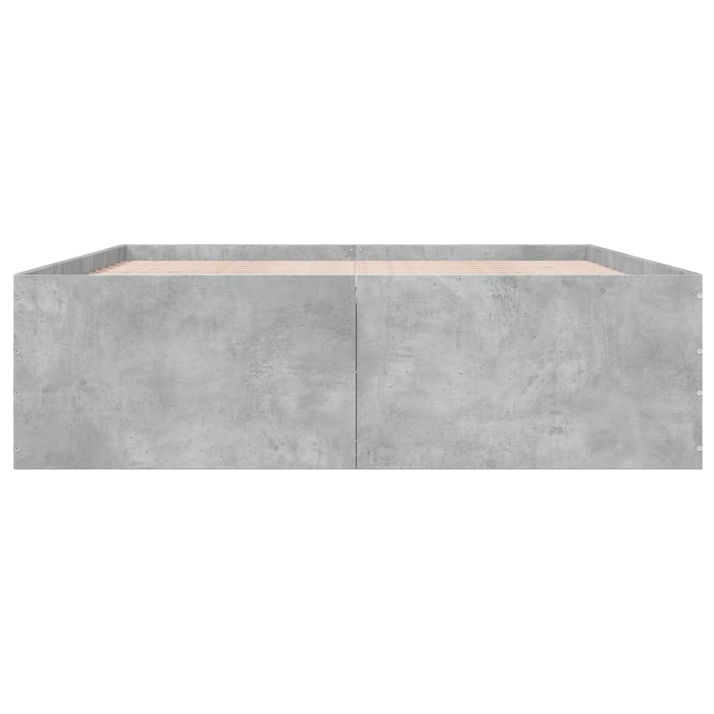 Bed Frame without Mattress Concrete Grey 150x200 cm King Size - Bargainia.com - 