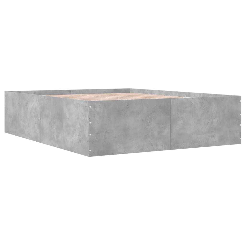 Bed Frame without Mattress Concrete Grey 150x200 cm King Size - Bargainia.com - 