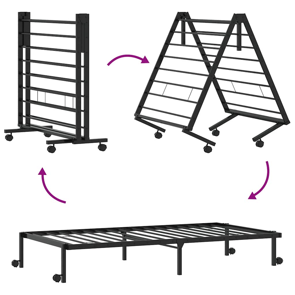 Bed Frame without Mattress Foldable Black 90x200 cm Steel - Bargainia.com - 8721158660282 - 4103960