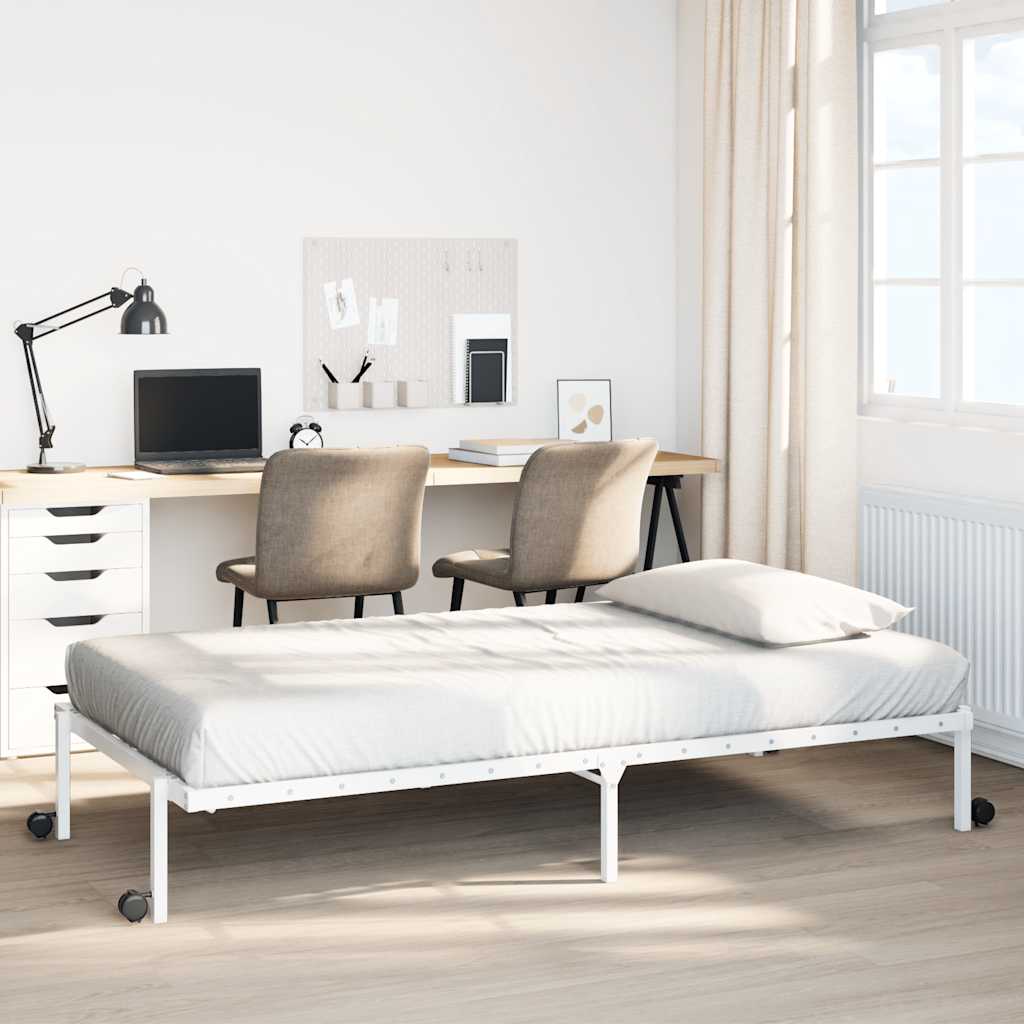 Bed Frame without Mattress Foldable White 90x200 cm Steel - Bargainia.com - 8721158660350 - 4103967