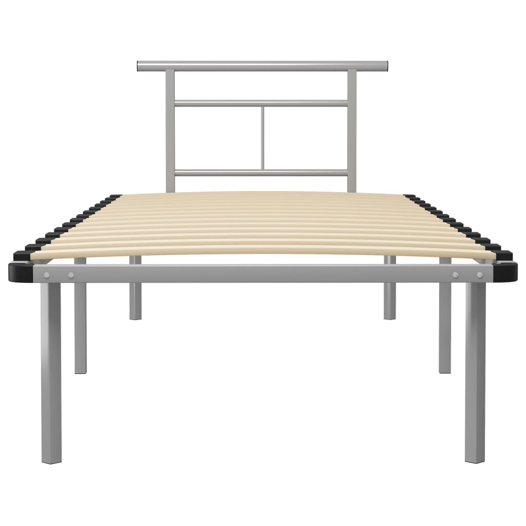 Bed Frame without Mattress Grey Metal 90x200cm - Bargainia.com - 
