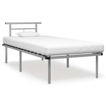 Bed Frame without Mattress Grey Metal 90x200cm - Bargainia.com - 