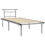 Bed Frame without Mattress Grey Metal 90x200cm - Bargainia.com - 