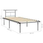 Bed Frame without Mattress Grey Metal 90x200cm - Bargainia.com - 