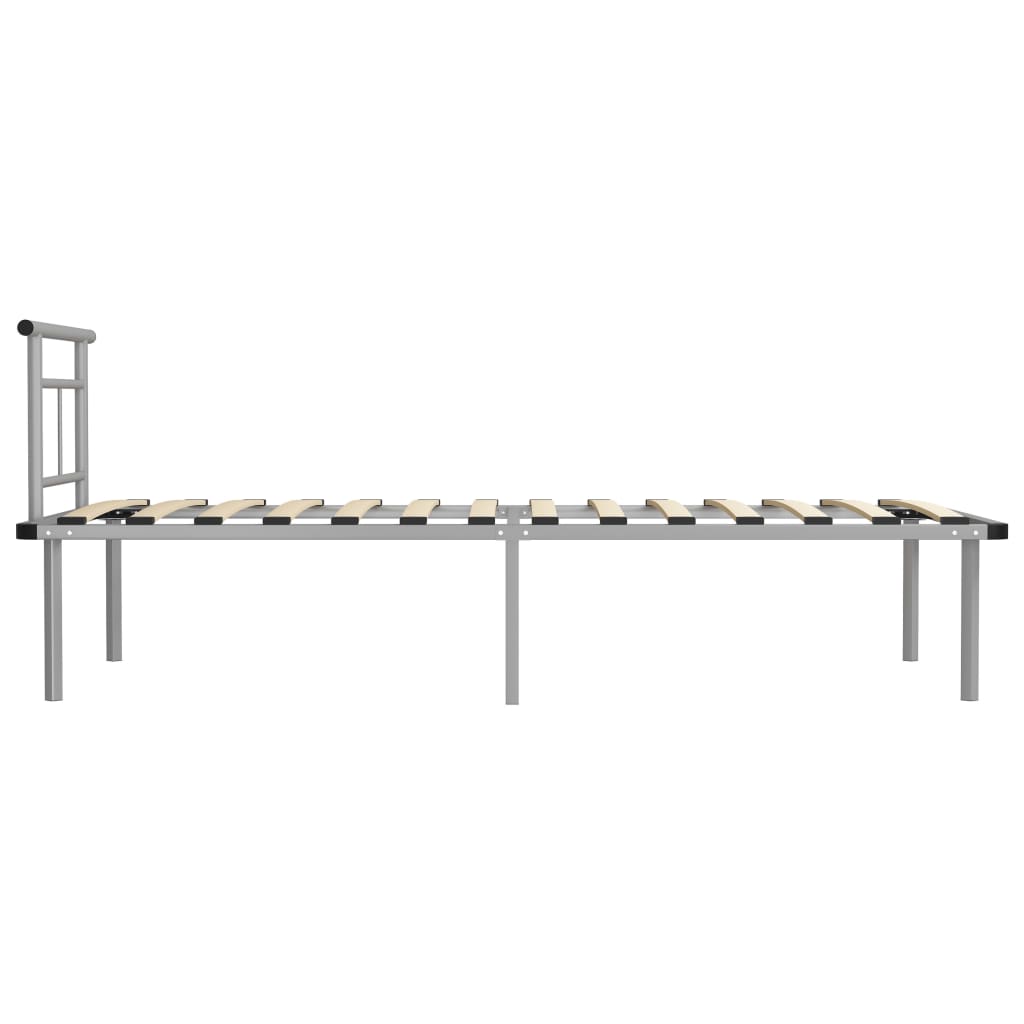 Bed Frame without Mattress Grey Metal 90x200cm - Bargainia.com - 