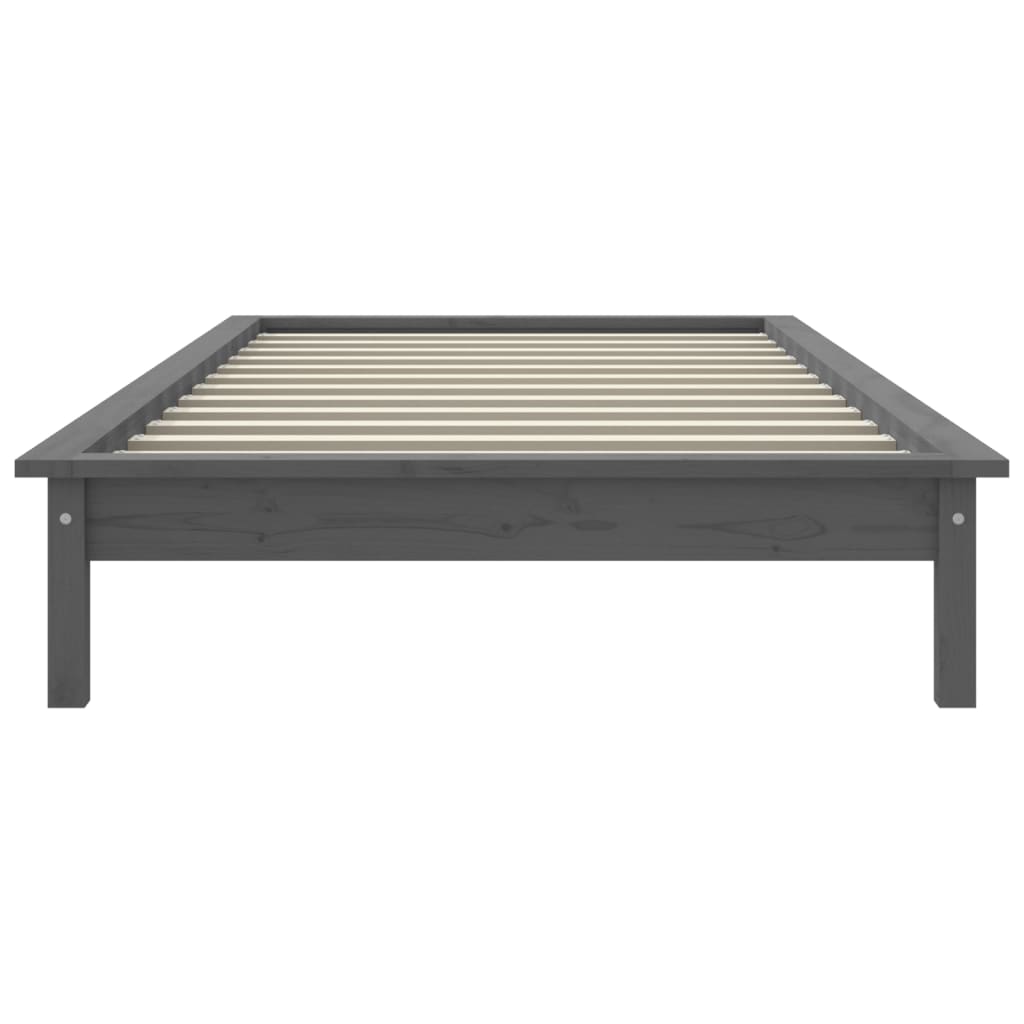 Bed Frame without Mattress Grey Single Solid Wood - Bargainia.com - 