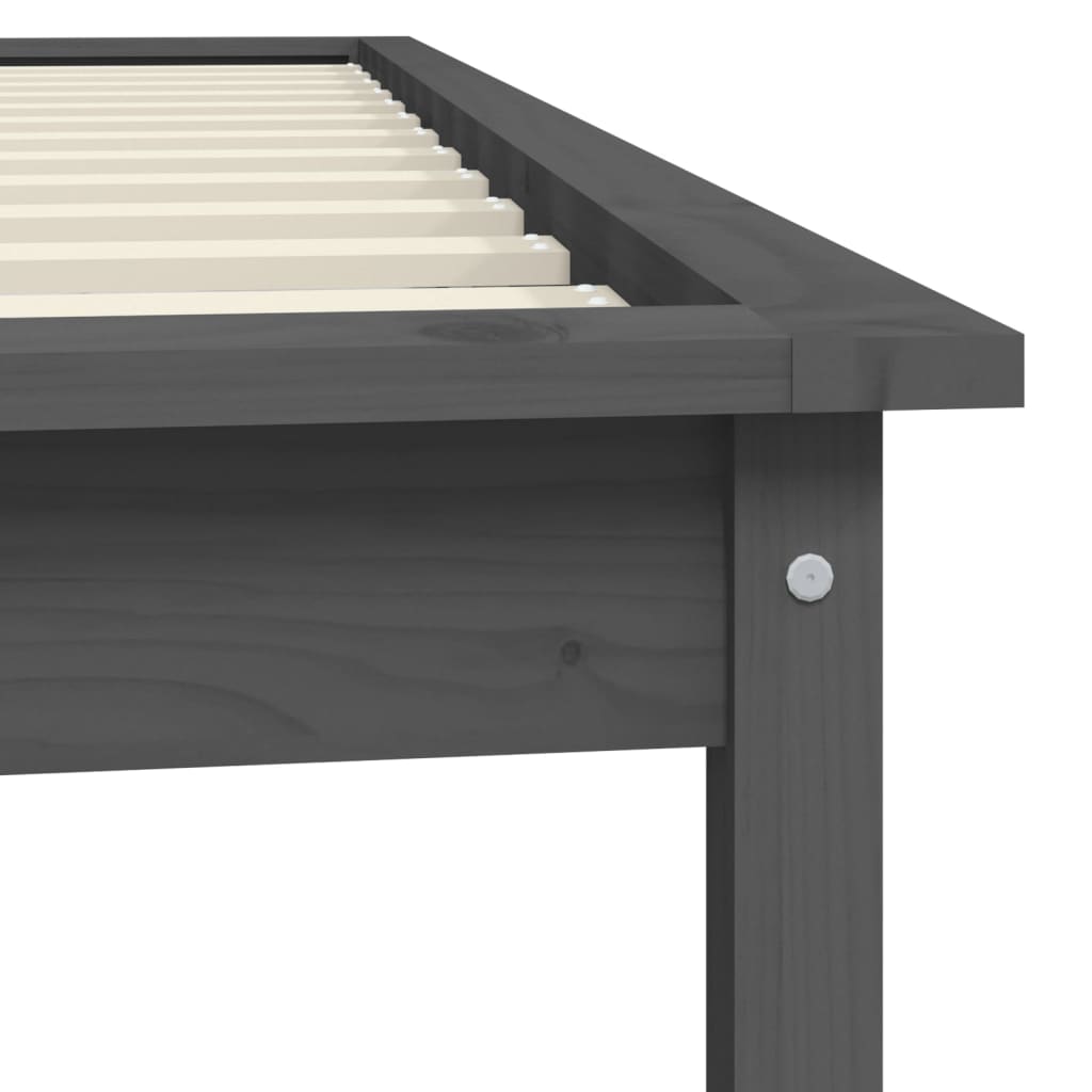 Bed Frame without Mattress Grey Single Solid Wood - Bargainia.com - 