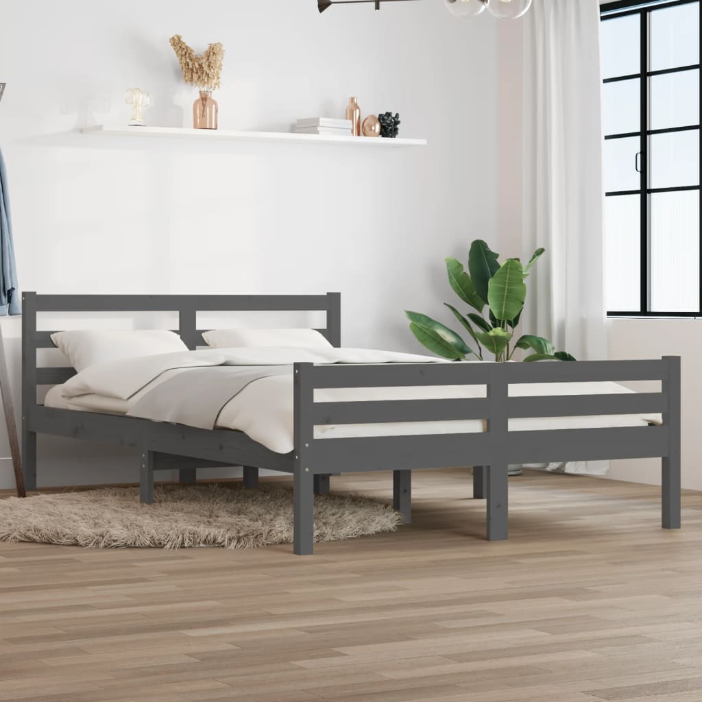 Bed Frame without Mattress Grey Solid Wood 120x200 cm - Bargainia.com - 