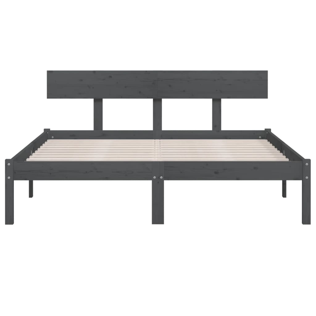 Bed Frame without Mattress Grey Solid Wood 200x200 cm - Bargainia.com - 