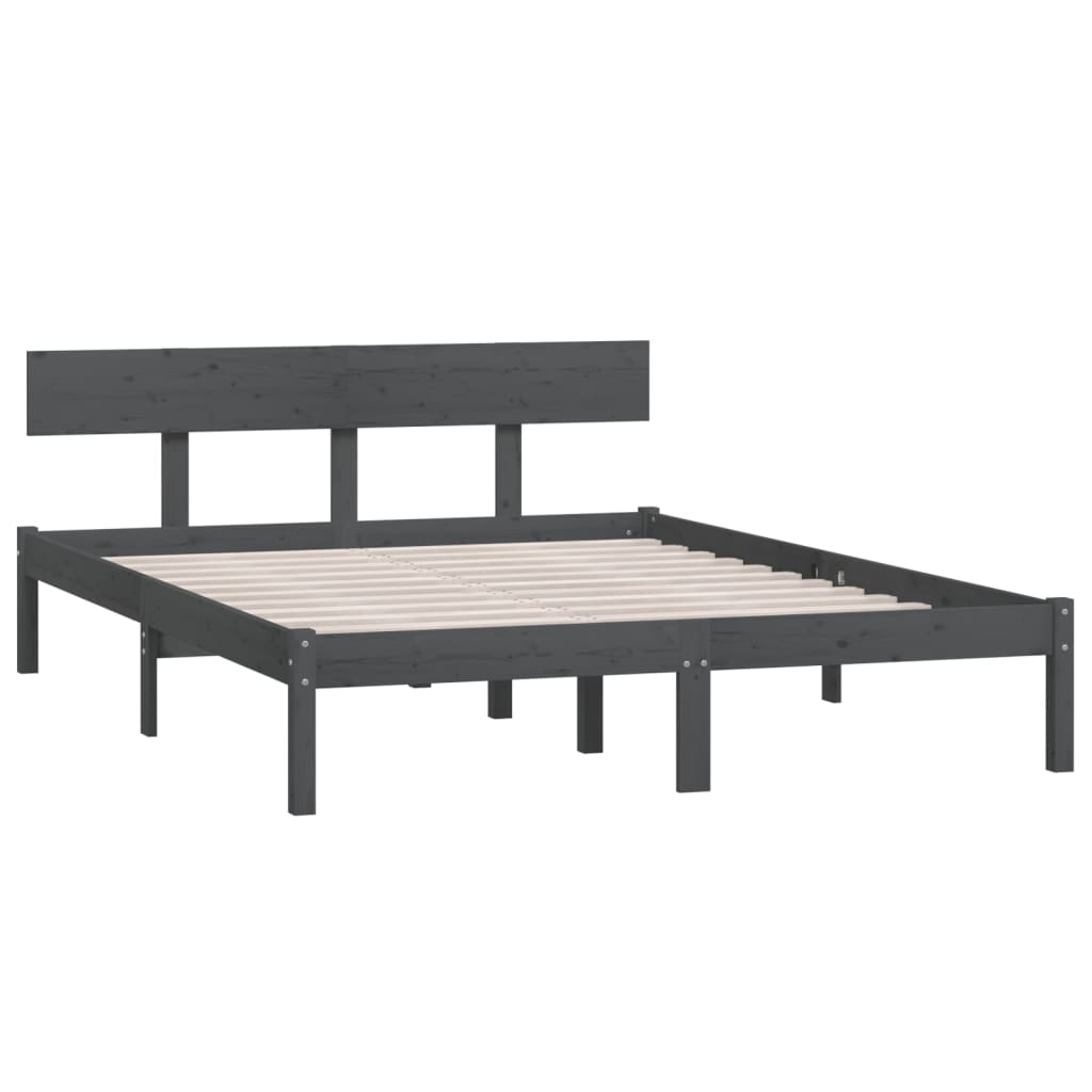 Bed Frame without Mattress Grey Solid Wood 200x200 cm - Bargainia.com - 