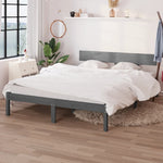 Bed Frame without Mattress Grey Solid Wood 200x200 cm - Bargainia.com - 