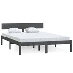 Bed Frame without Mattress Grey Solid Wood 200x200 cm - Bargainia.com - 
