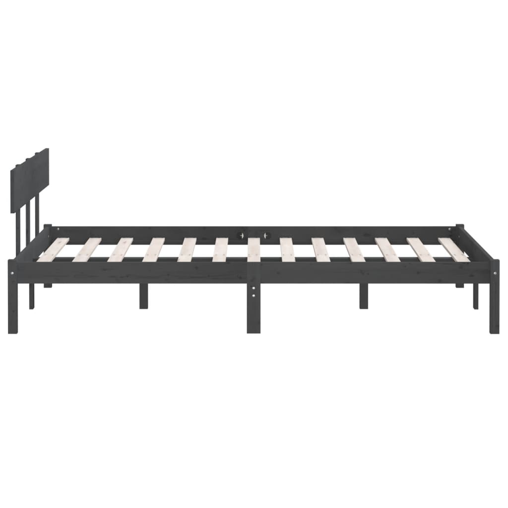 Bed Frame without Mattress Grey Solid Wood 200x200 cm - Bargainia.com - 