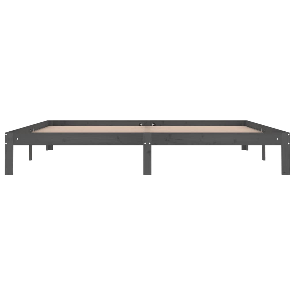 Bed Frame without Mattress Grey Solid Wood Pine 200x200cm - Bargainia.com - 