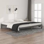Bed Frame without Mattress Grey Solid Wood Pine 200x200cm - Bargainia.com - 