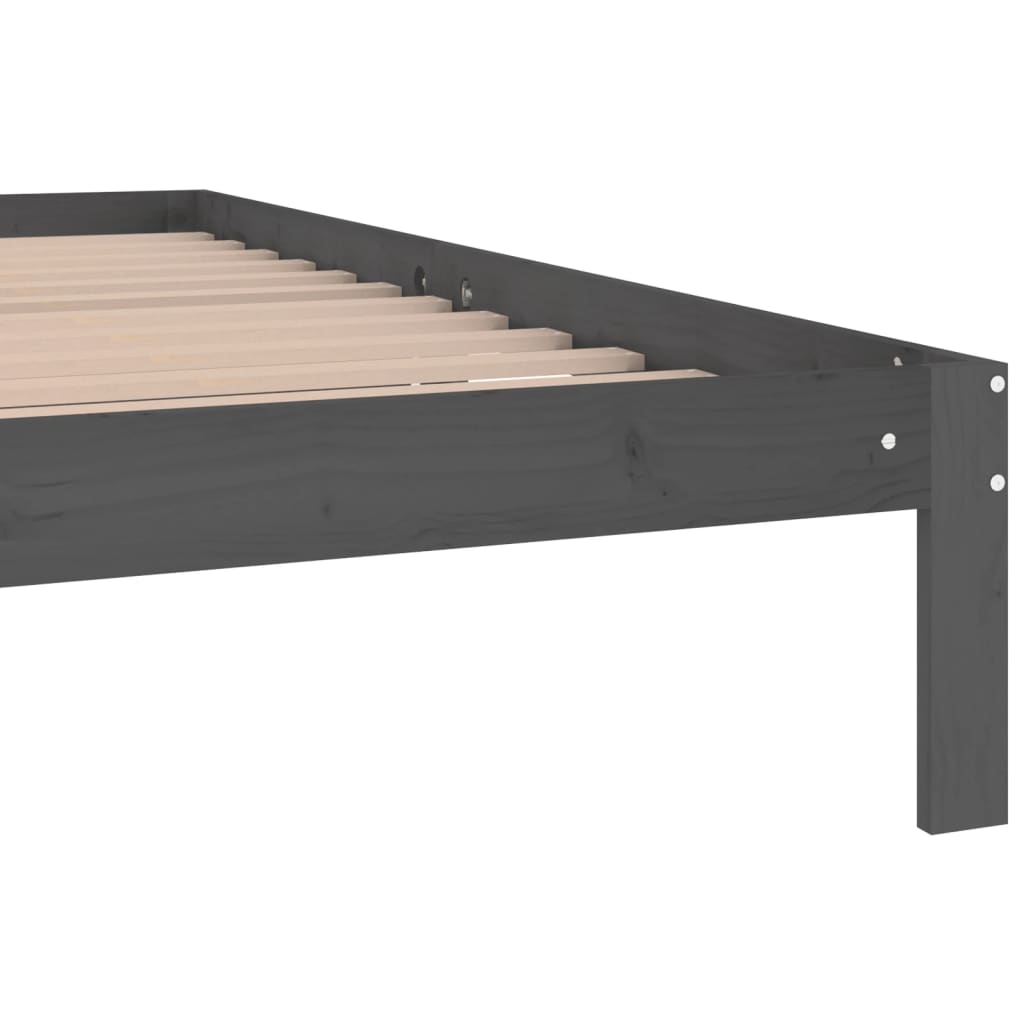 Bed Frame without Mattress Grey Solid Wood Pine 200x200cm - Bargainia.com - 