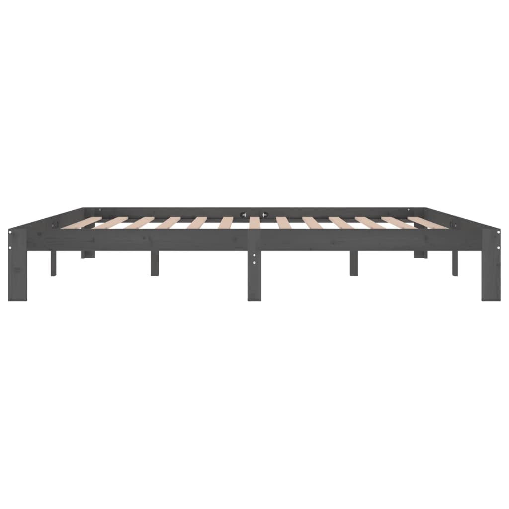 Bed Frame without Mattress Grey Solid Wood Pine 200x200cm - Bargainia.com - 