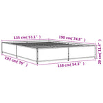 Bed Frame without Mattress Grey Sonoma 135x190 cm Double - Bargainia.com - 