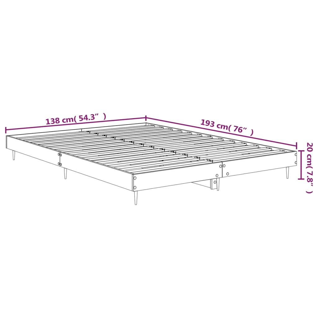 Bed Frame without Mattress Grey Sonoma 135x190 cm Double Engineered Wood - Bargainia.com - 