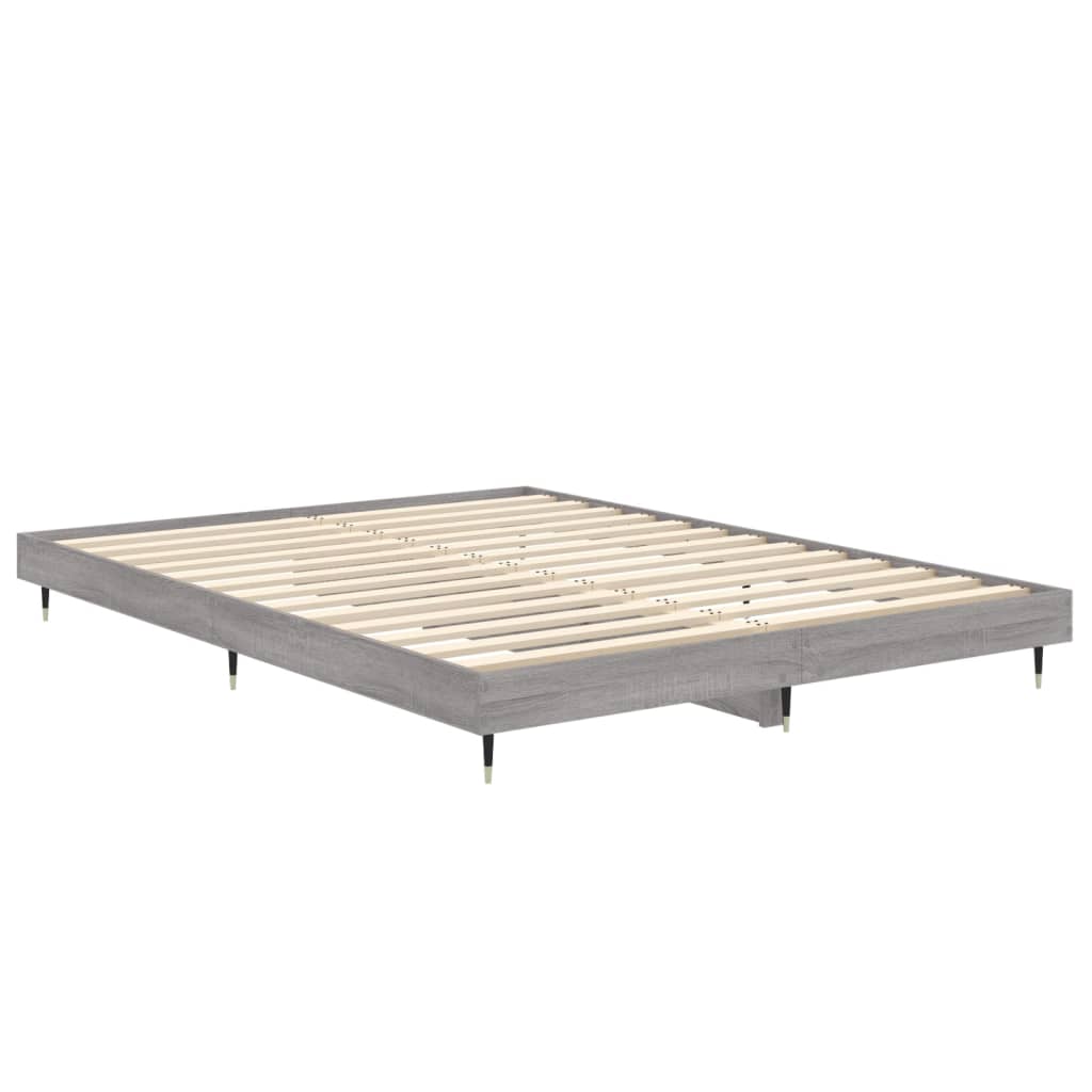Bed Frame without Mattress Grey Sonoma 135x190 cm Double Engineered Wood - Bargainia.com - 