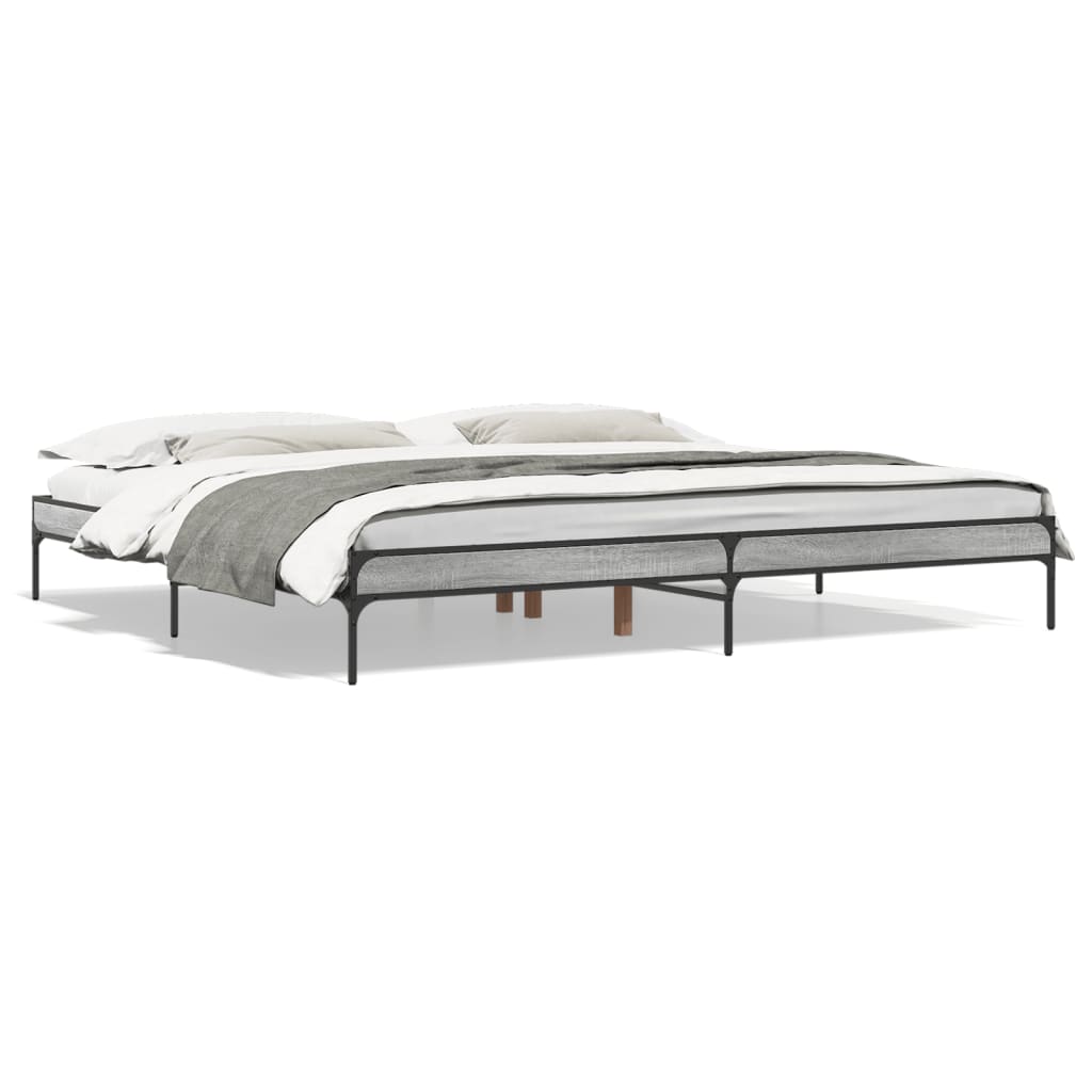Bed Frame without Mattress Grey Sonoma 200x200 cm - Bargainia.com - 