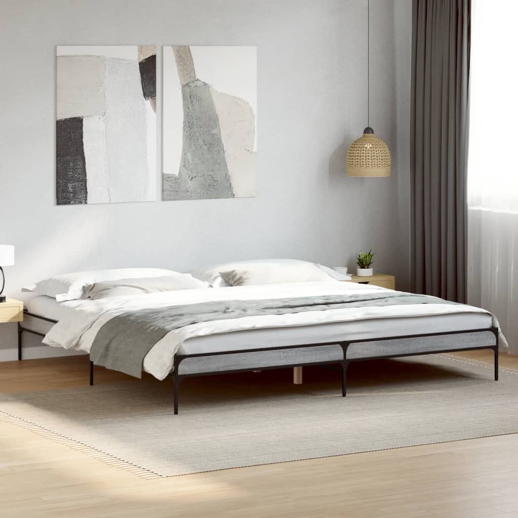 Bed Frame without Mattress Grey Sonoma 200x200 cm - Bargainia.com - 