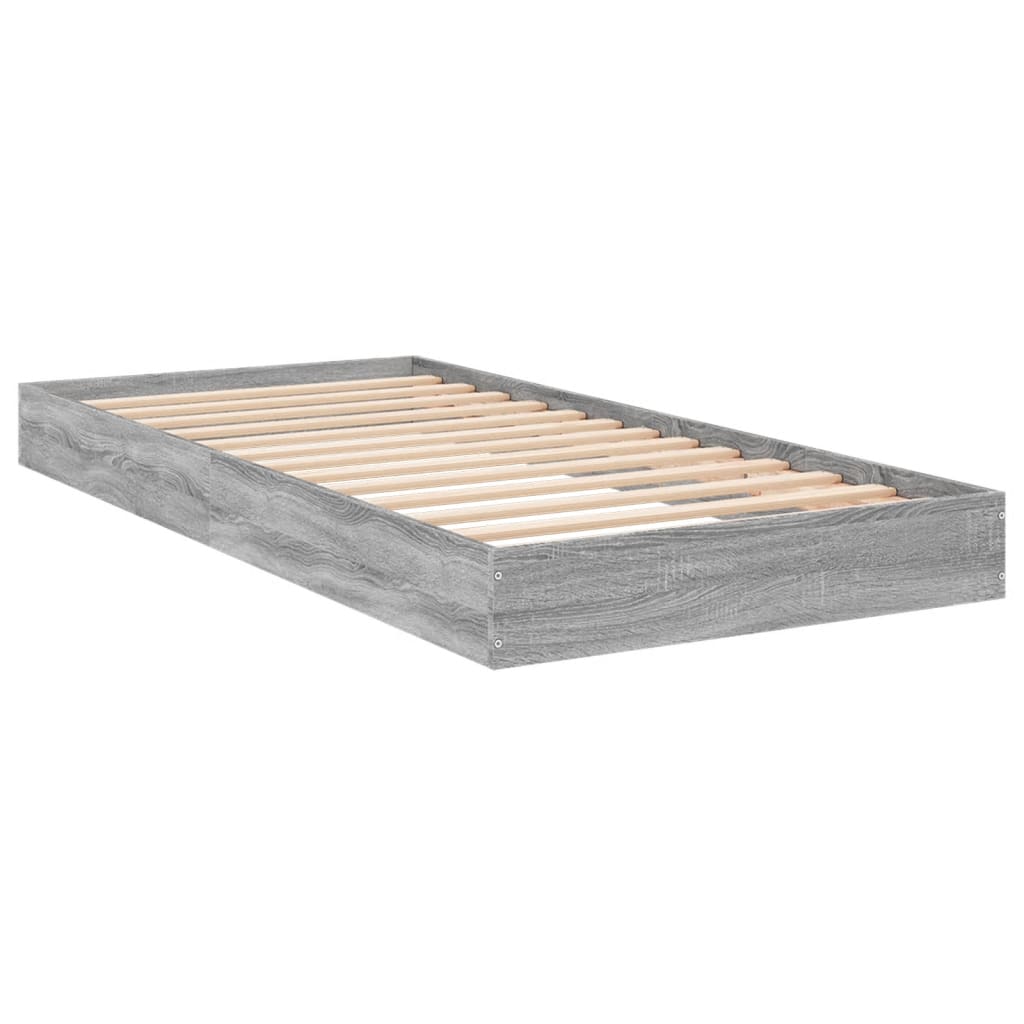 Bed Frame without Mattress Grey Sonoma 75x190 cm Small Single Engineered Wood - Bargainia.com - 