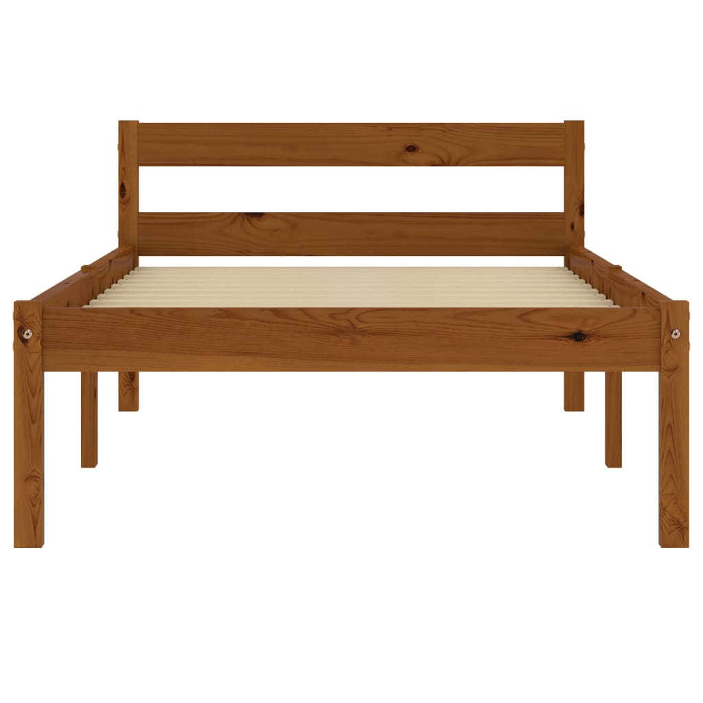 Bed Frame without Mattress Honey Brown Solid Pine Wood 90x200 cm - Bargainia.com - 