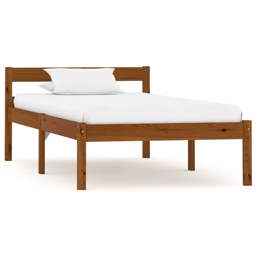 Bed Frame without Mattress Honey Brown Solid Pine Wood 90x200 cm - Bargainia.com - 