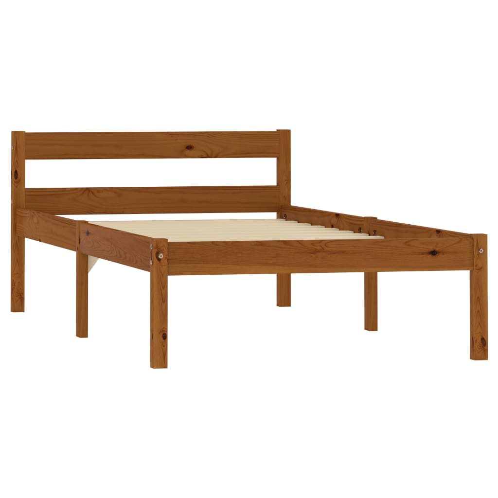 Bed Frame without Mattress Honey Brown Solid Pine Wood 90x200 cm - Bargainia.com - 