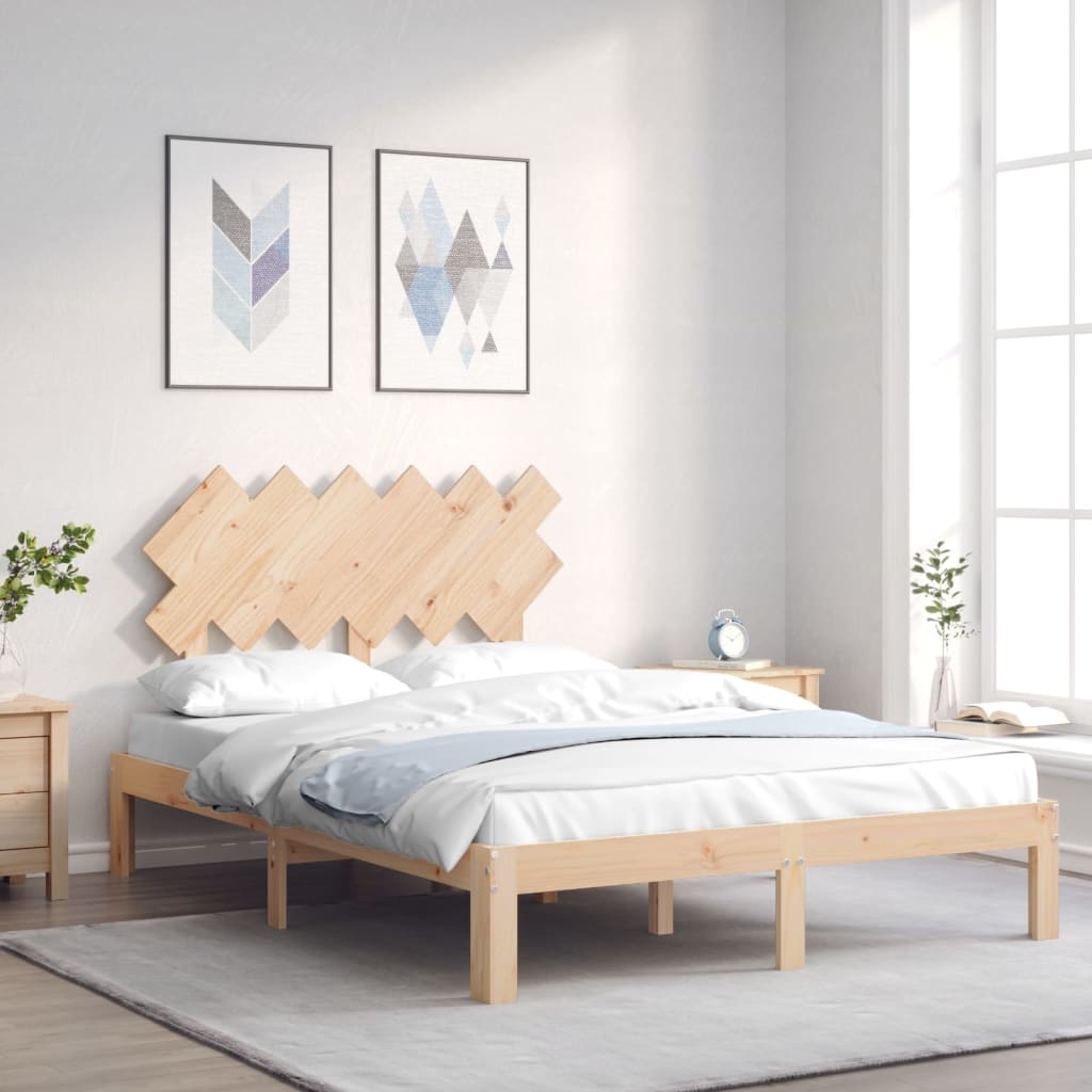 Bed Frame without Mattress Small Double Solid Wood Pine - Bargainia.com - 