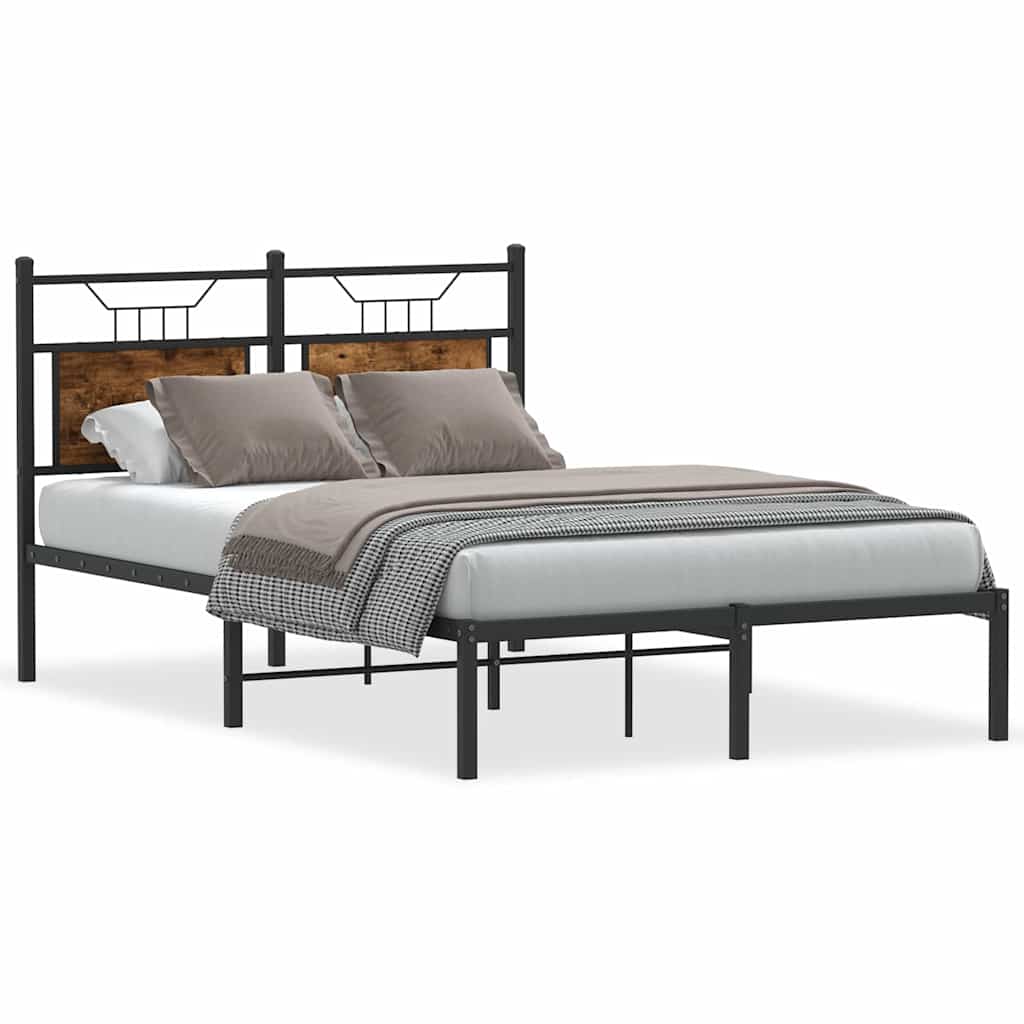 Bed Frame without Mattress Smoked Oak 120x190 cm Small Double Engineered Wood - Bargainia.com - 