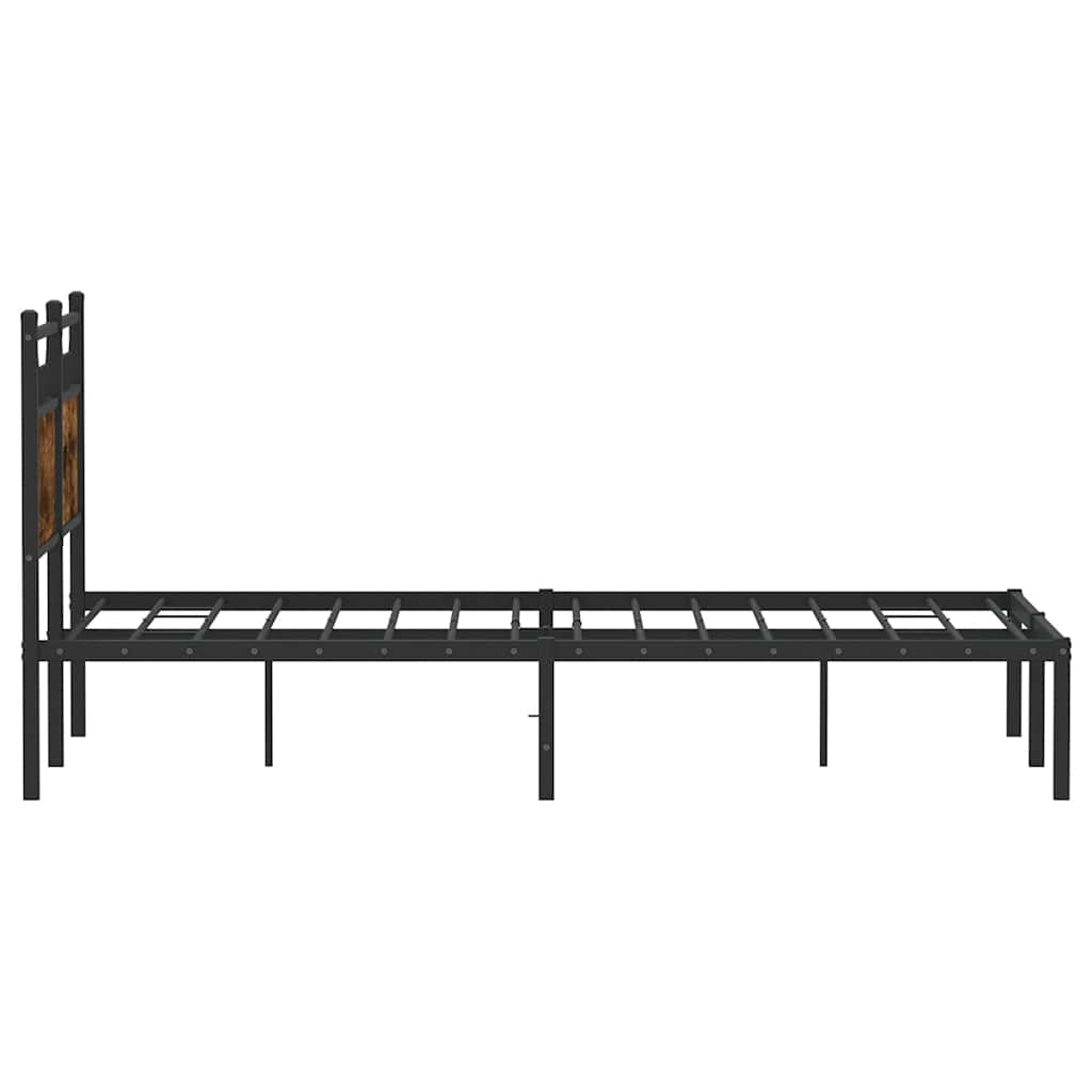 Bed Frame without Mattress Smoked Oak 120x190 cm Small Double Engineered Wood - Bargainia.com - 