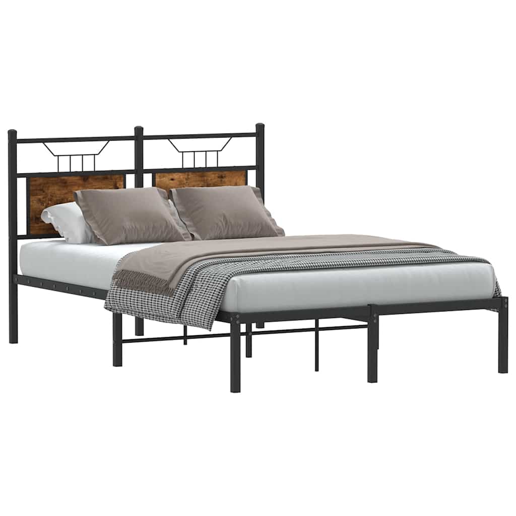 Bed Frame without Mattress Smoked Oak 120x190 cm Small Double Engineered Wood - Bargainia.com - 