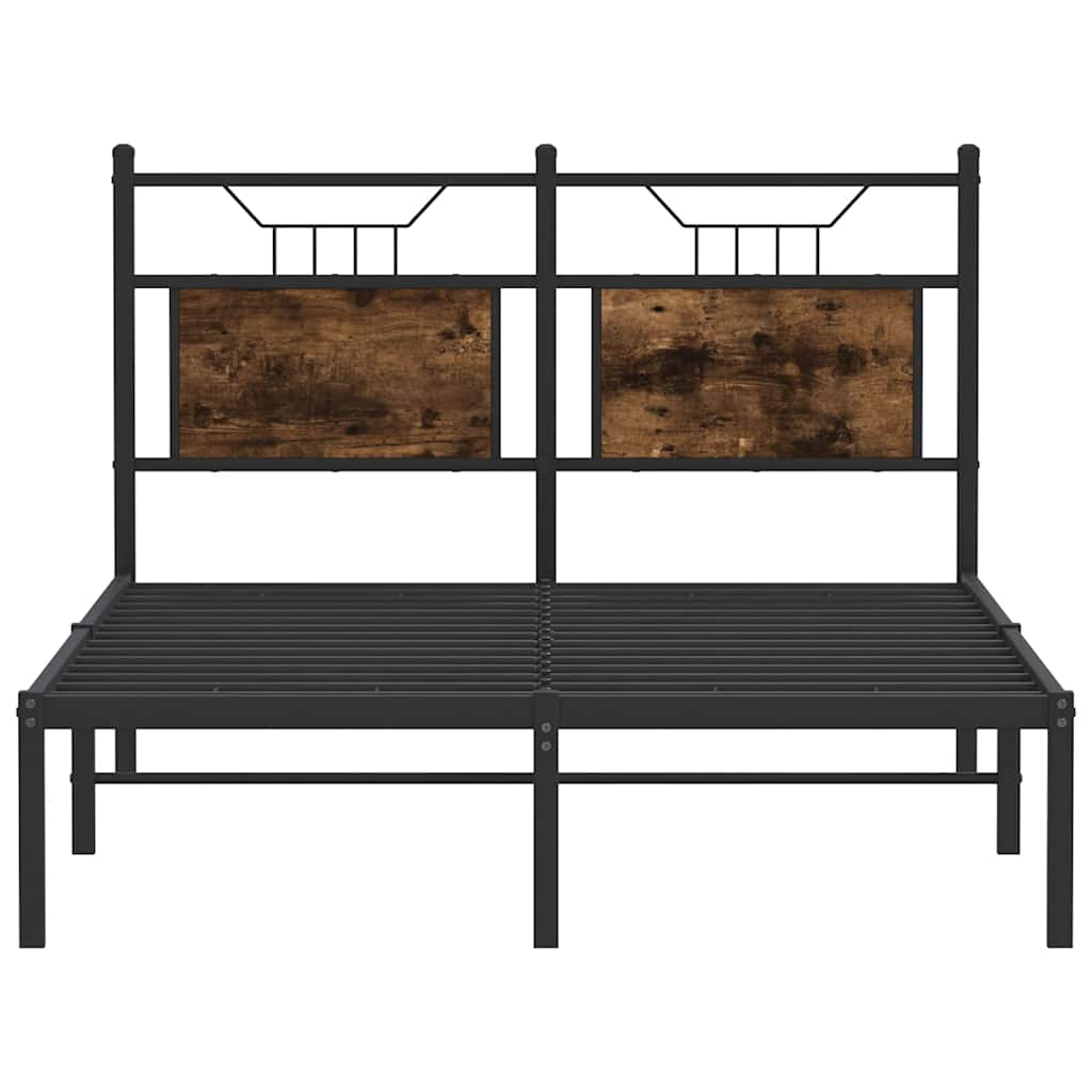 Bed Frame without Mattress Smoked Oak 120x190 cm Small Double Engineered Wood - Bargainia.com - 